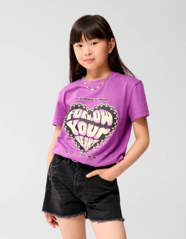 Heart Artwork T-shirt Paars SHOEBY GIRLS