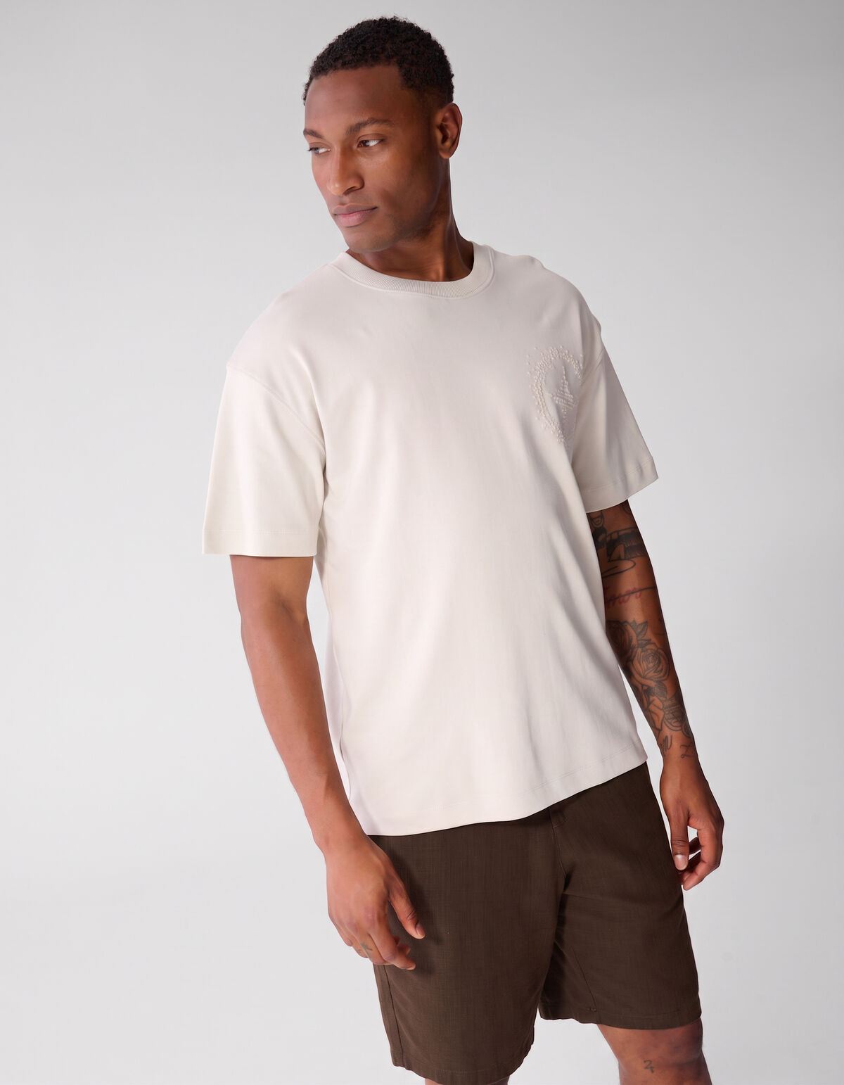 Embroidery Logo T-shirt Beige SHOEBY MEN