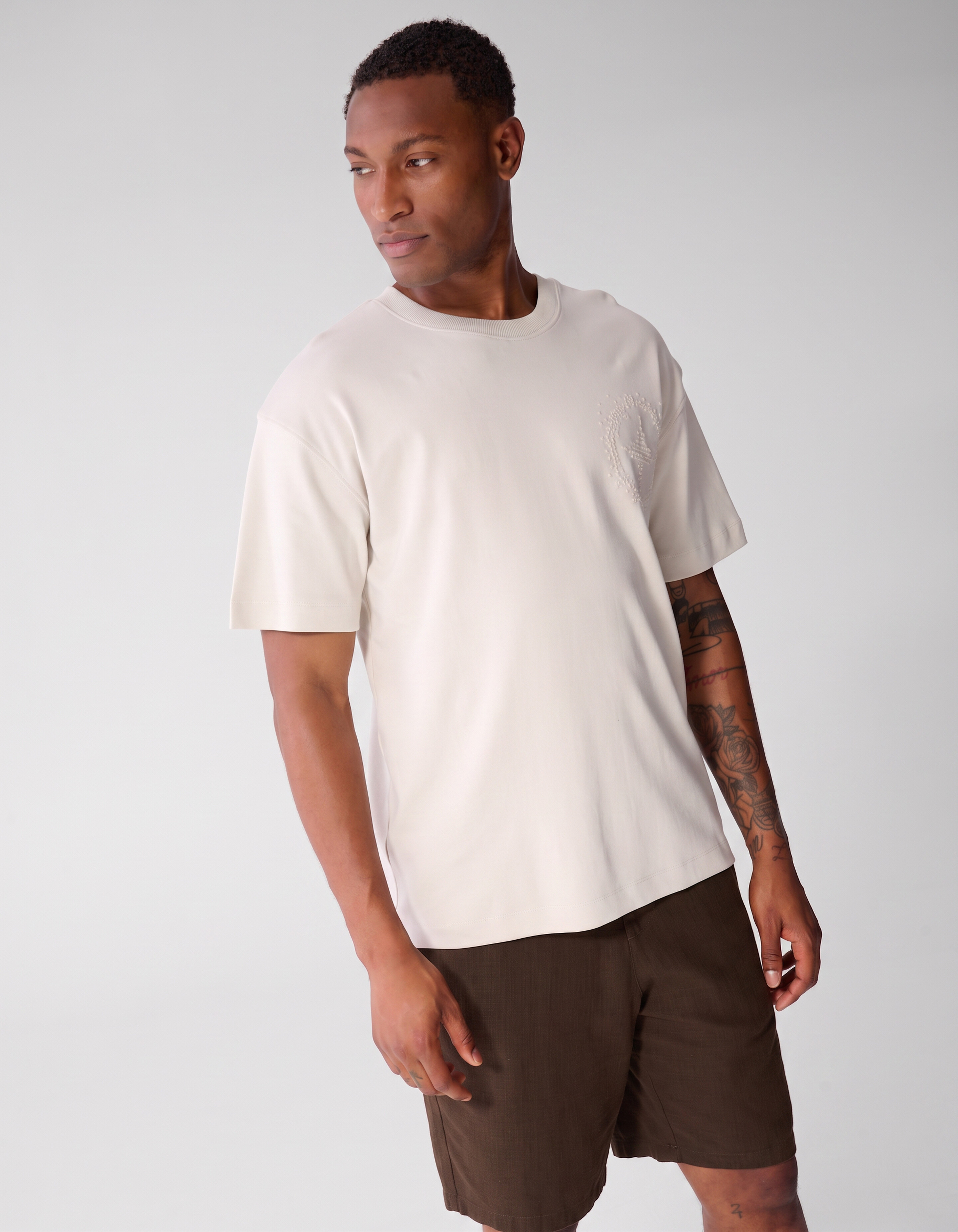 Embroidery Logo T-shirt Beige SHOEBY MEN