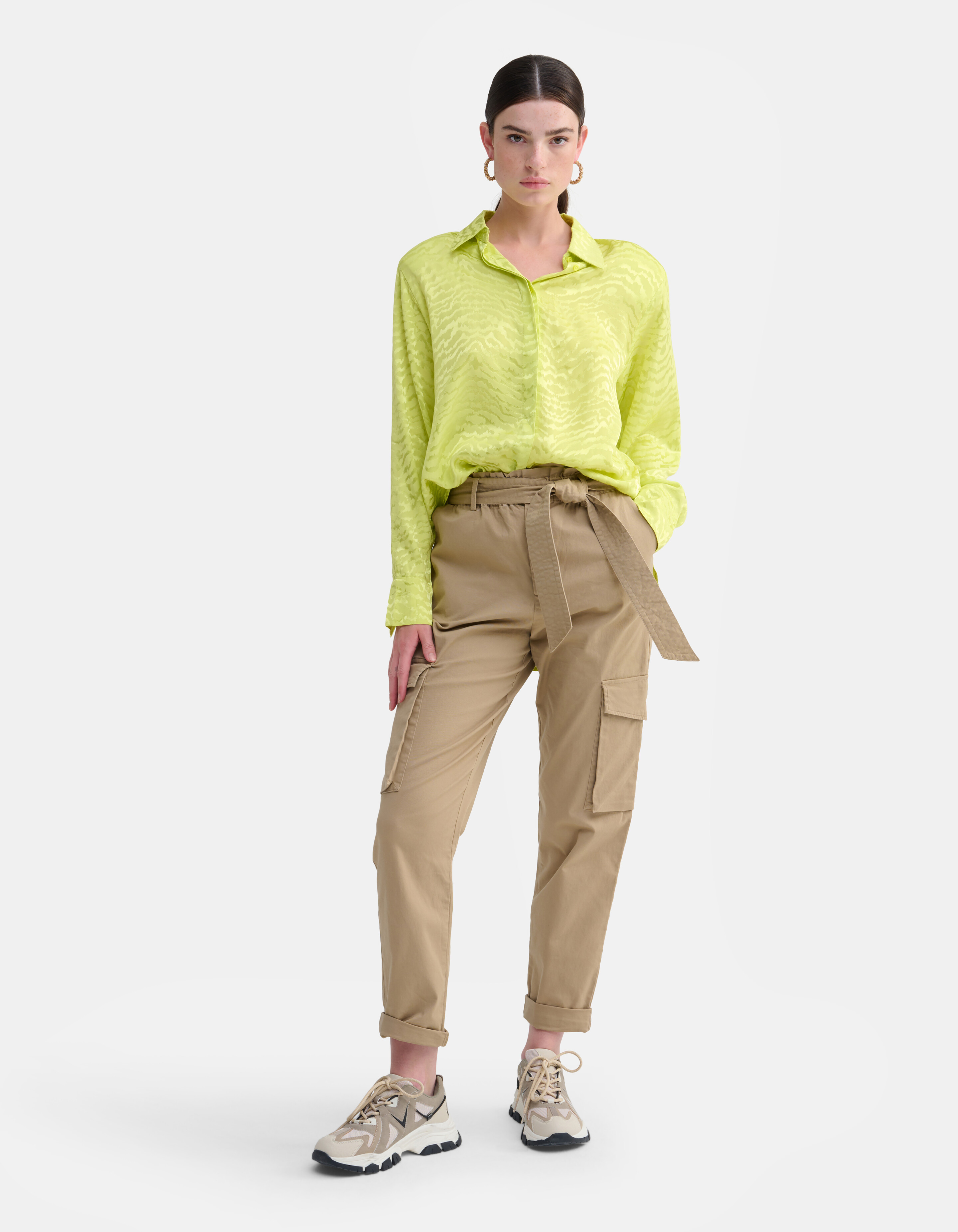Jacquard Blouse Limoen Groen SHOEBY WOMEN