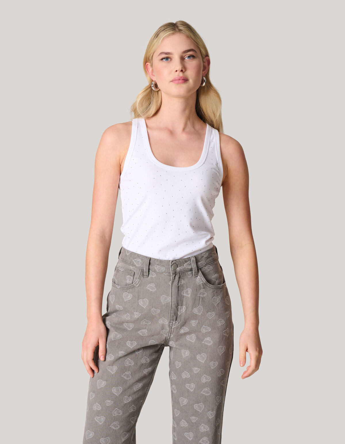 Strass Tanktop Wit SHOEBY WOMEN