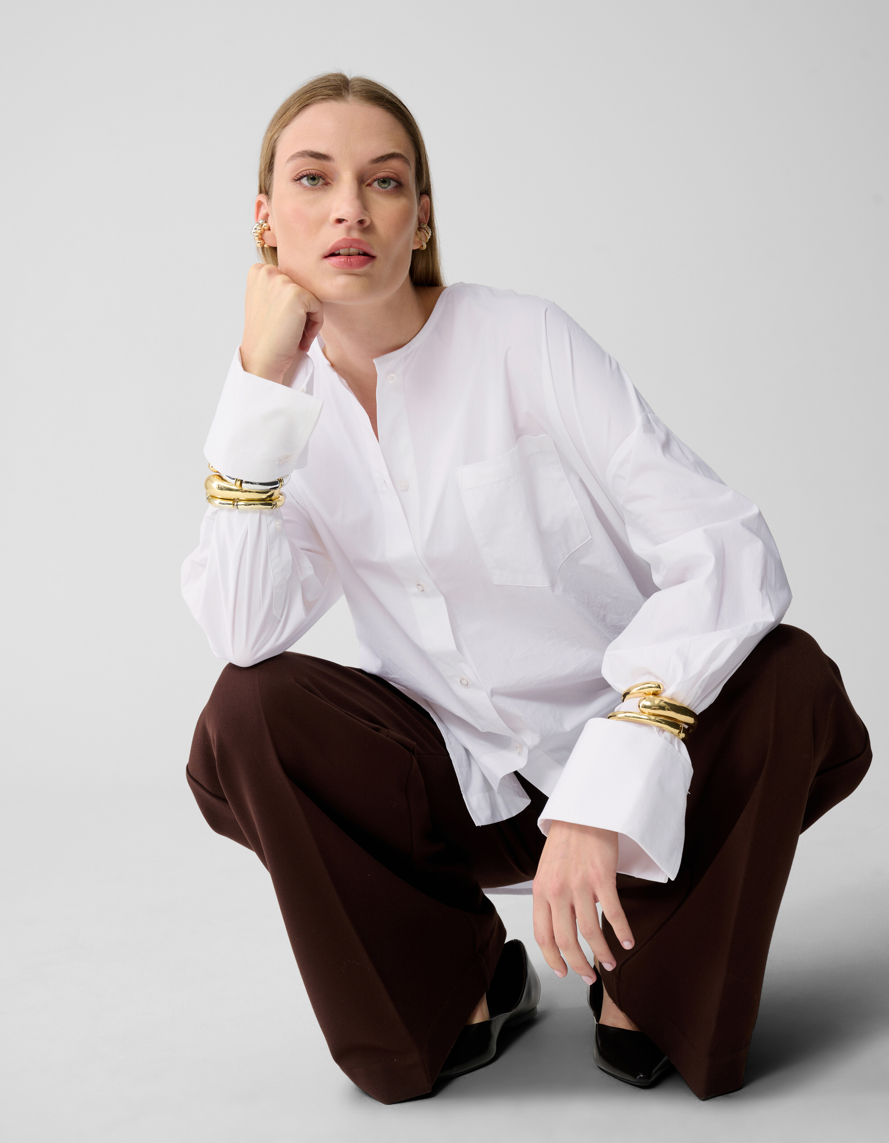Oversized Collarless Blouse Wit By Lonneke SHOEBY WOMEN