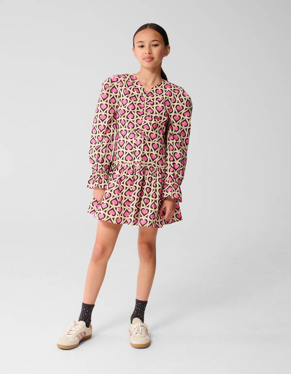 Heart Printed Jurk Roze SHOEBY GIRLS