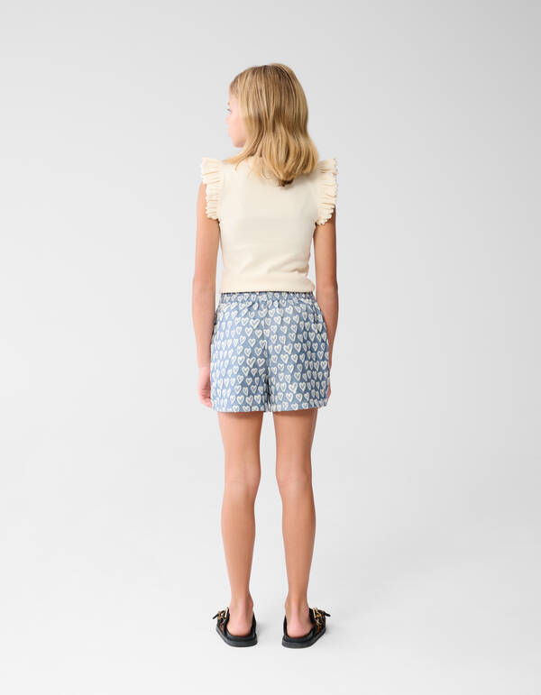 Heart Embroidery Short Blauw SHOEBY GIRLS