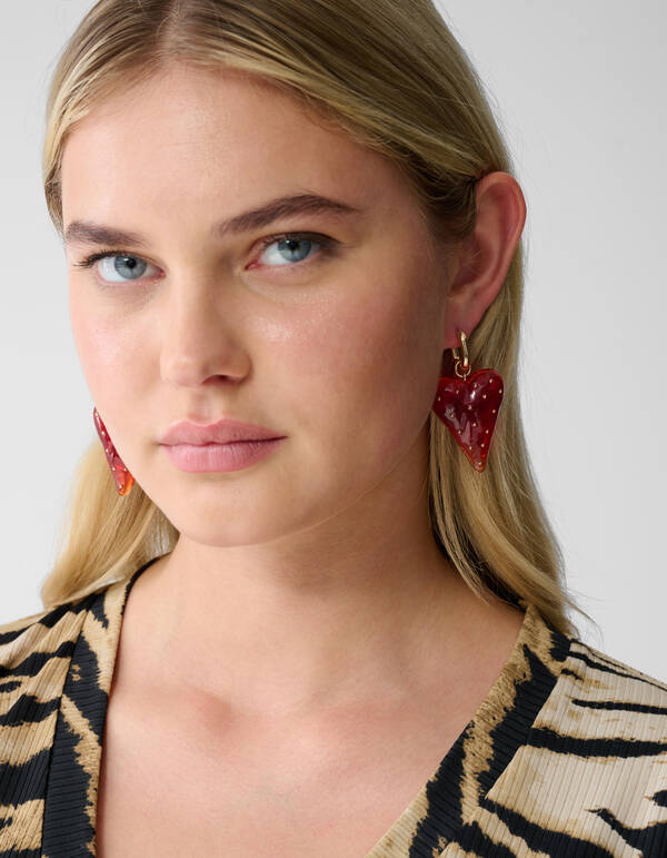 Dotted Heart Oorbellen Rood SHOEBY ACCESSOIRES