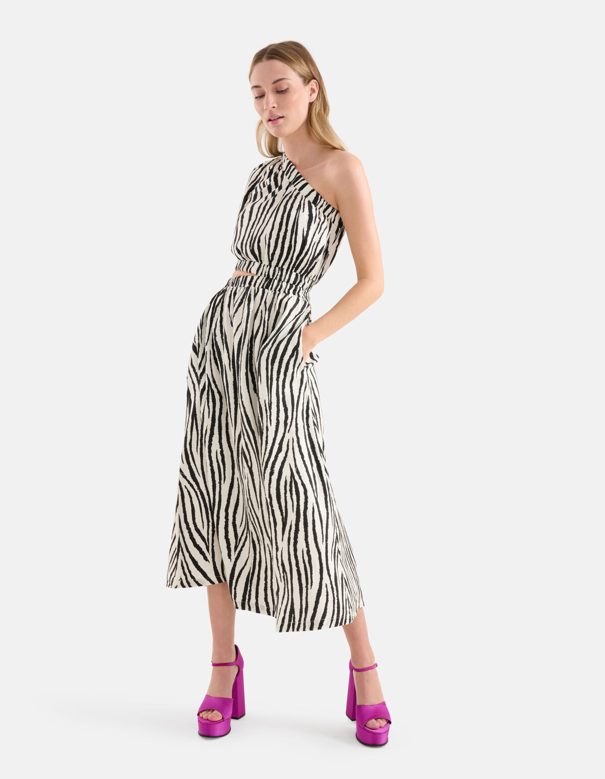 Zebra Printed Jurk Zwart/Wit SHOEBY WOMEN