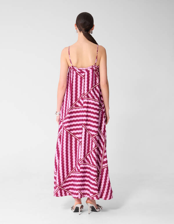 Wavy Printed Maxi Jurk Roze/Paars SHOEBY WOMEN