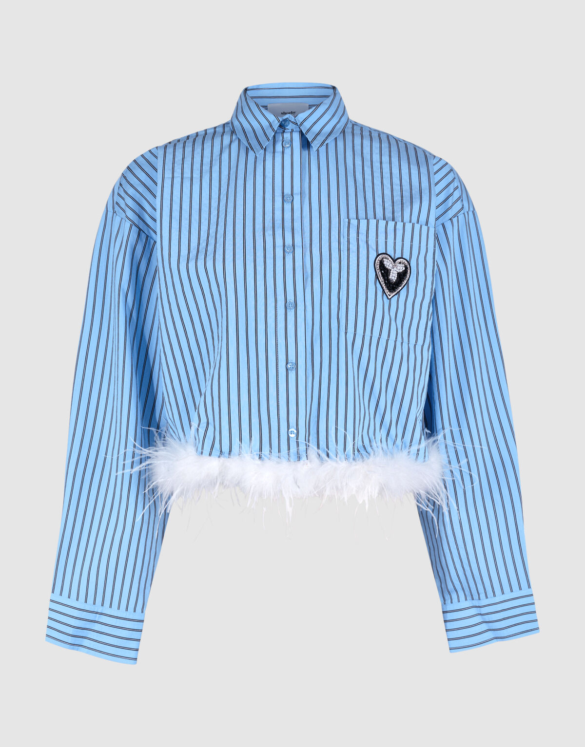 Feather Cropped Blouse Lichtblauw SHOEBY WOMEN