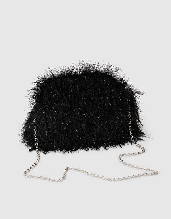 Feather Clutch Zwart SHOEBY ACCESSOIRES