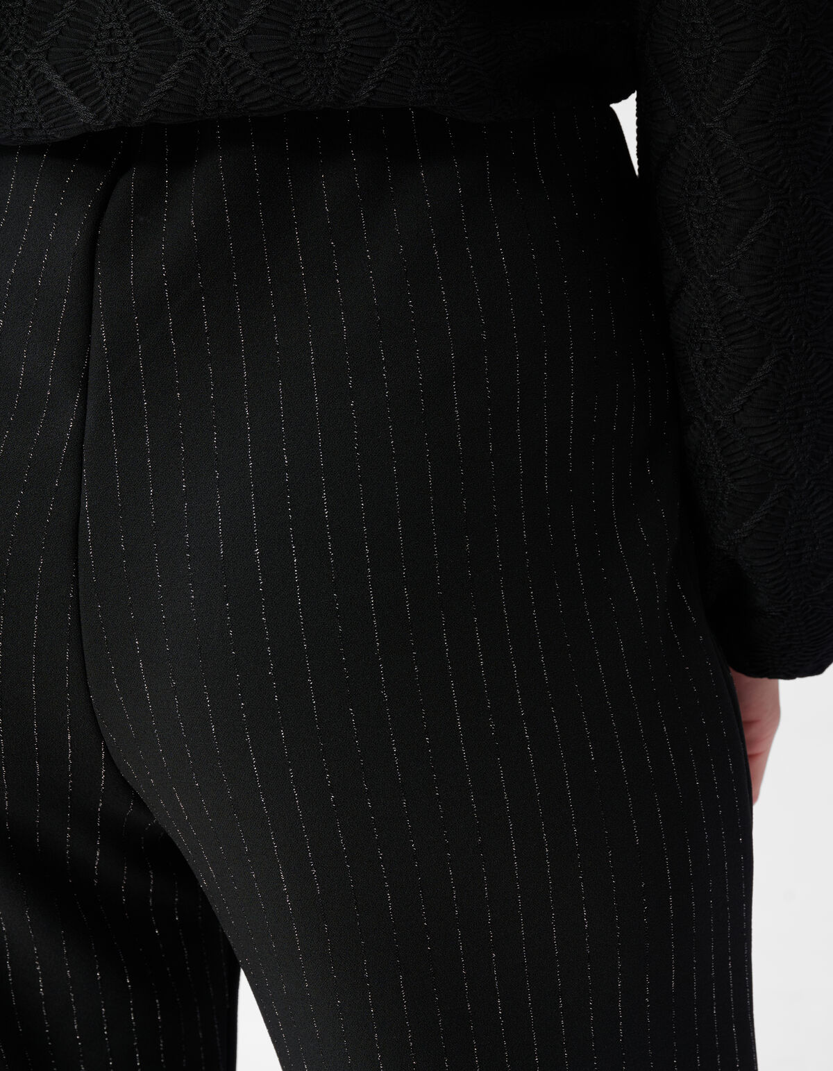 Lurex Pinstripe Wide Leg Broek Zwart SHOEBY WOMEN