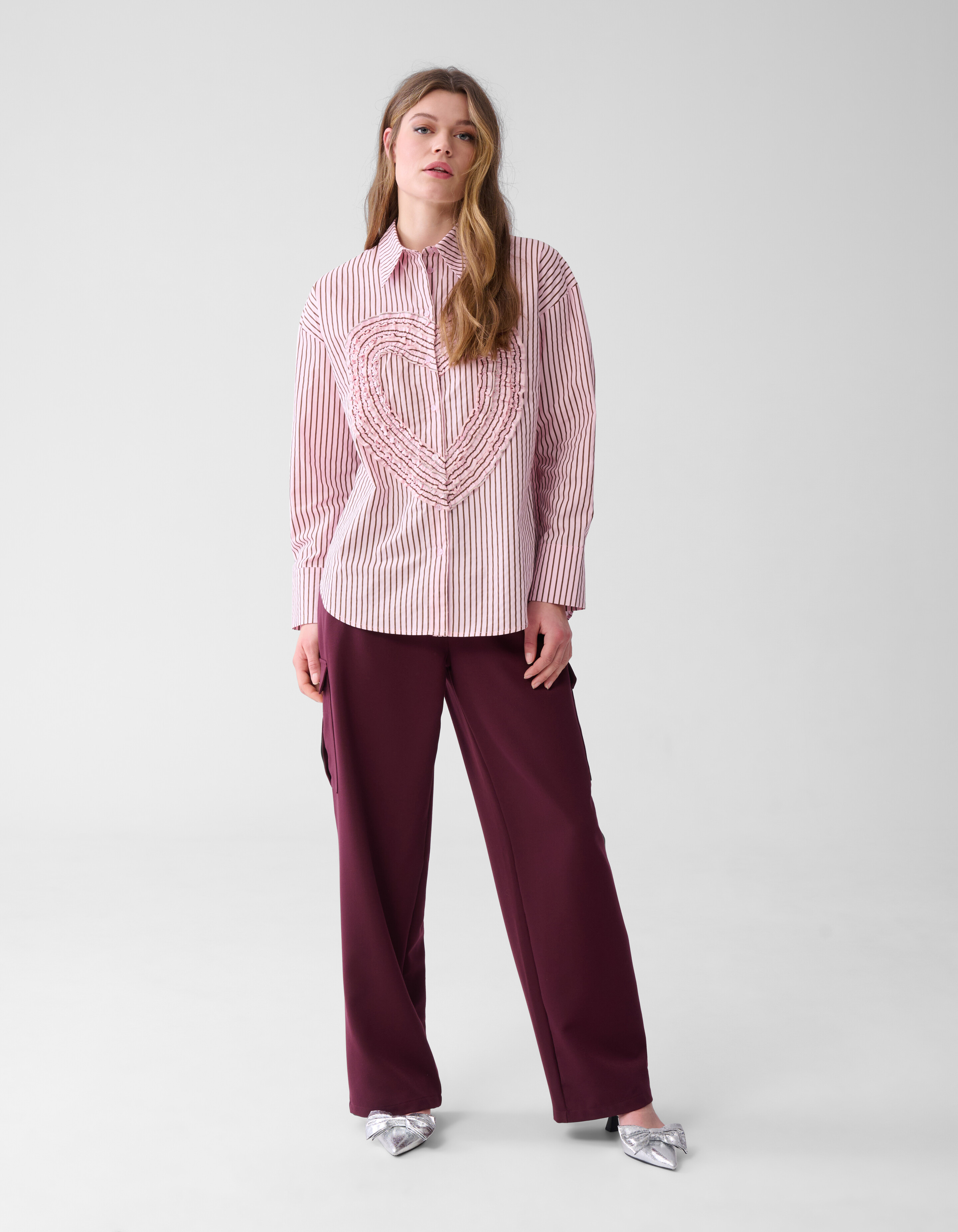 Heart Ruffle Blouse Roze SHOEBY WOMEN