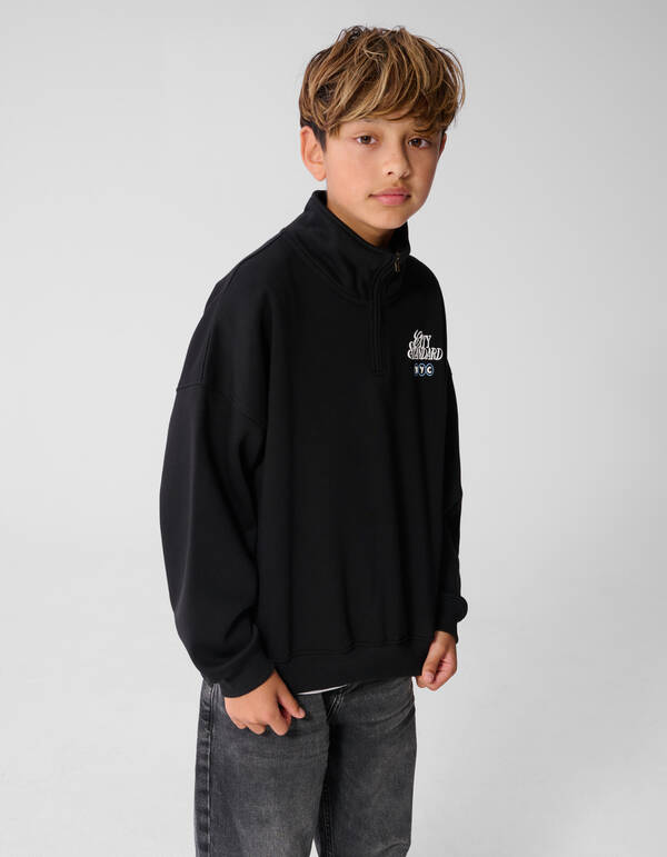 City Zip Sweater Zwart SHOEBY BOYS
