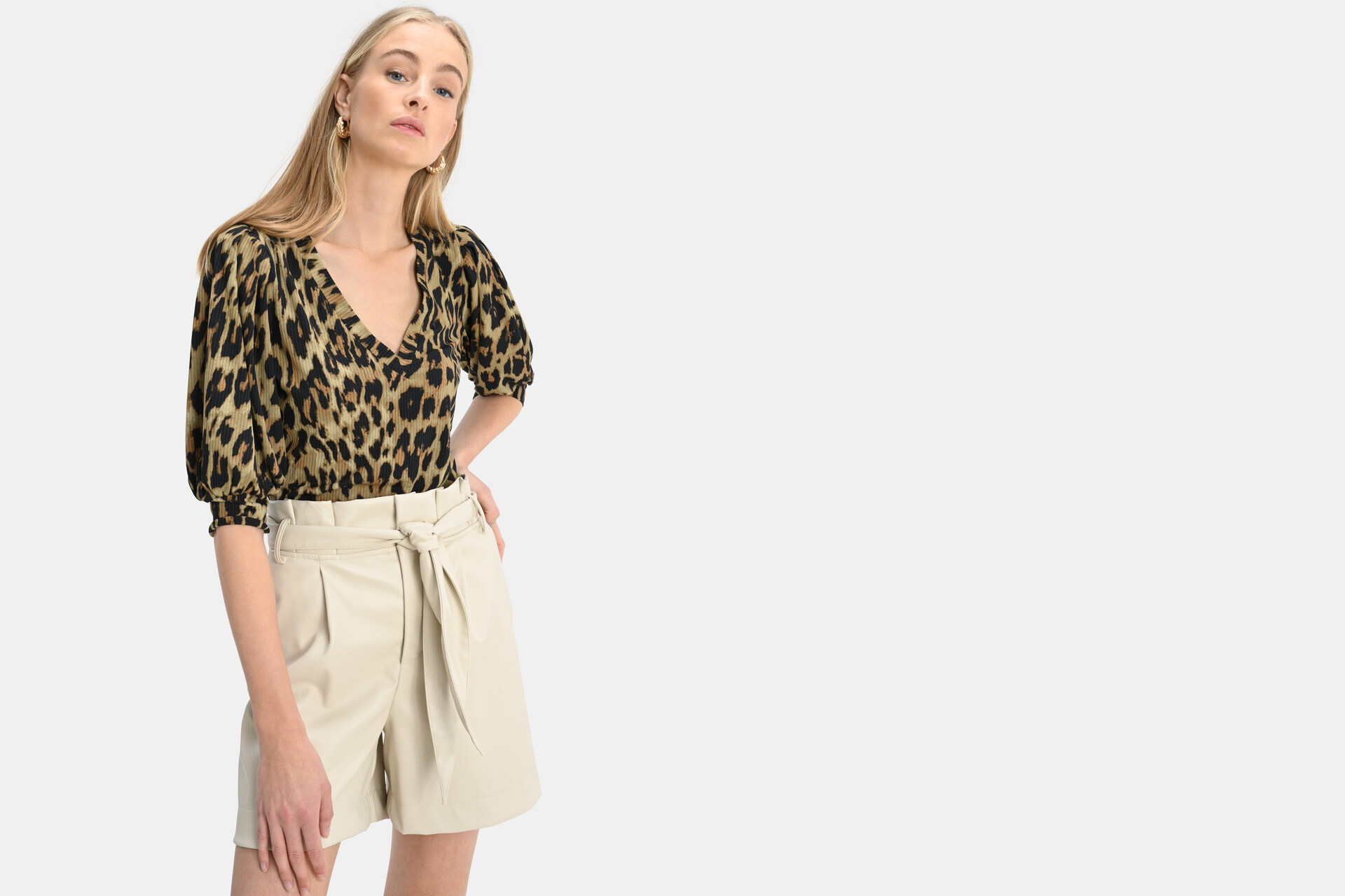 Vegan Leren Paperbag Short Gebroken Wit EKSEPT