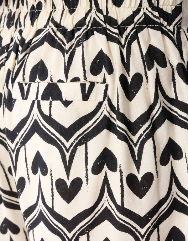 Heart Print Skort Gebroken Wit/Zwart SHOEBY GIRLS