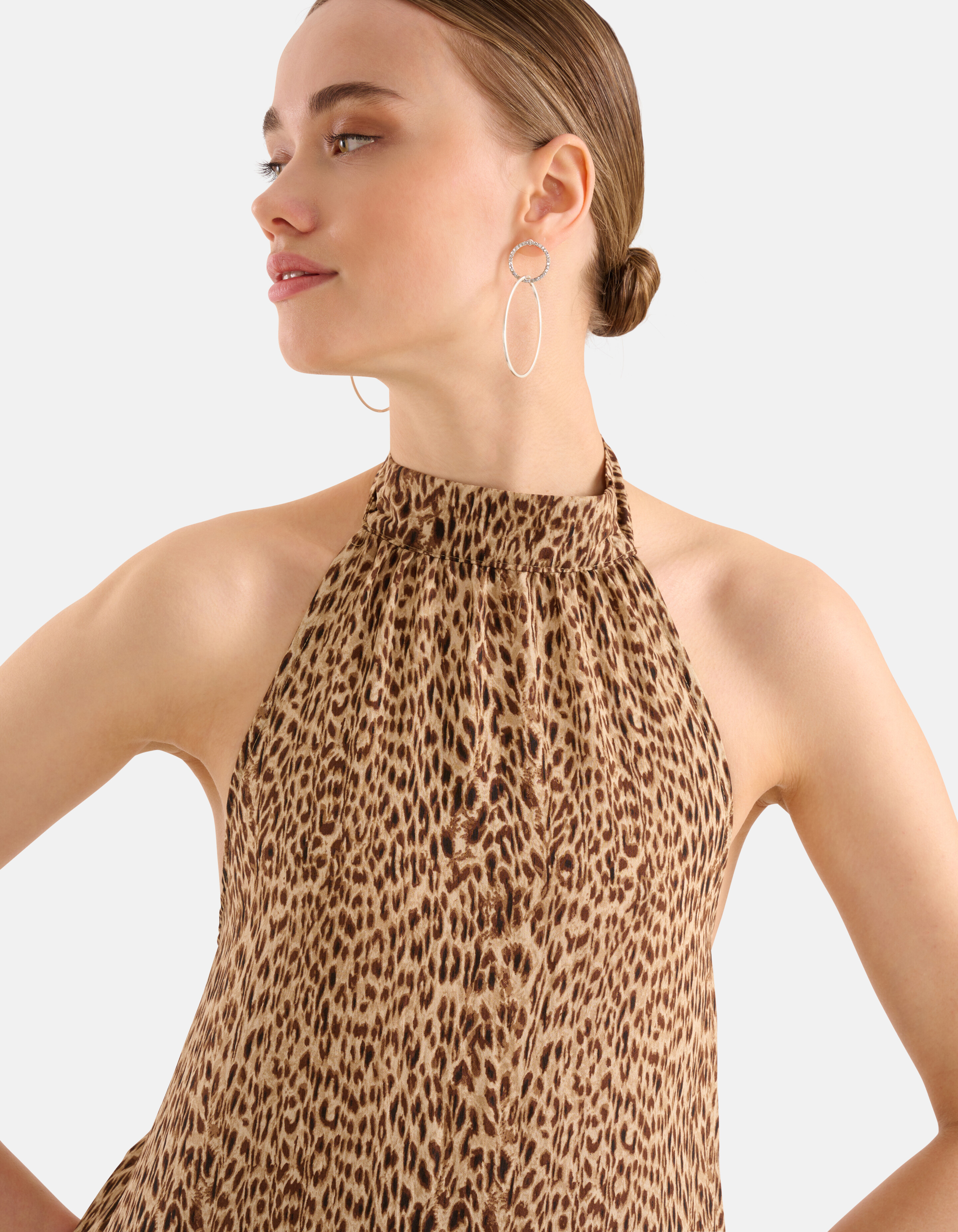 Leopard Halter Jurk Bruin SHOEBY WOMEN