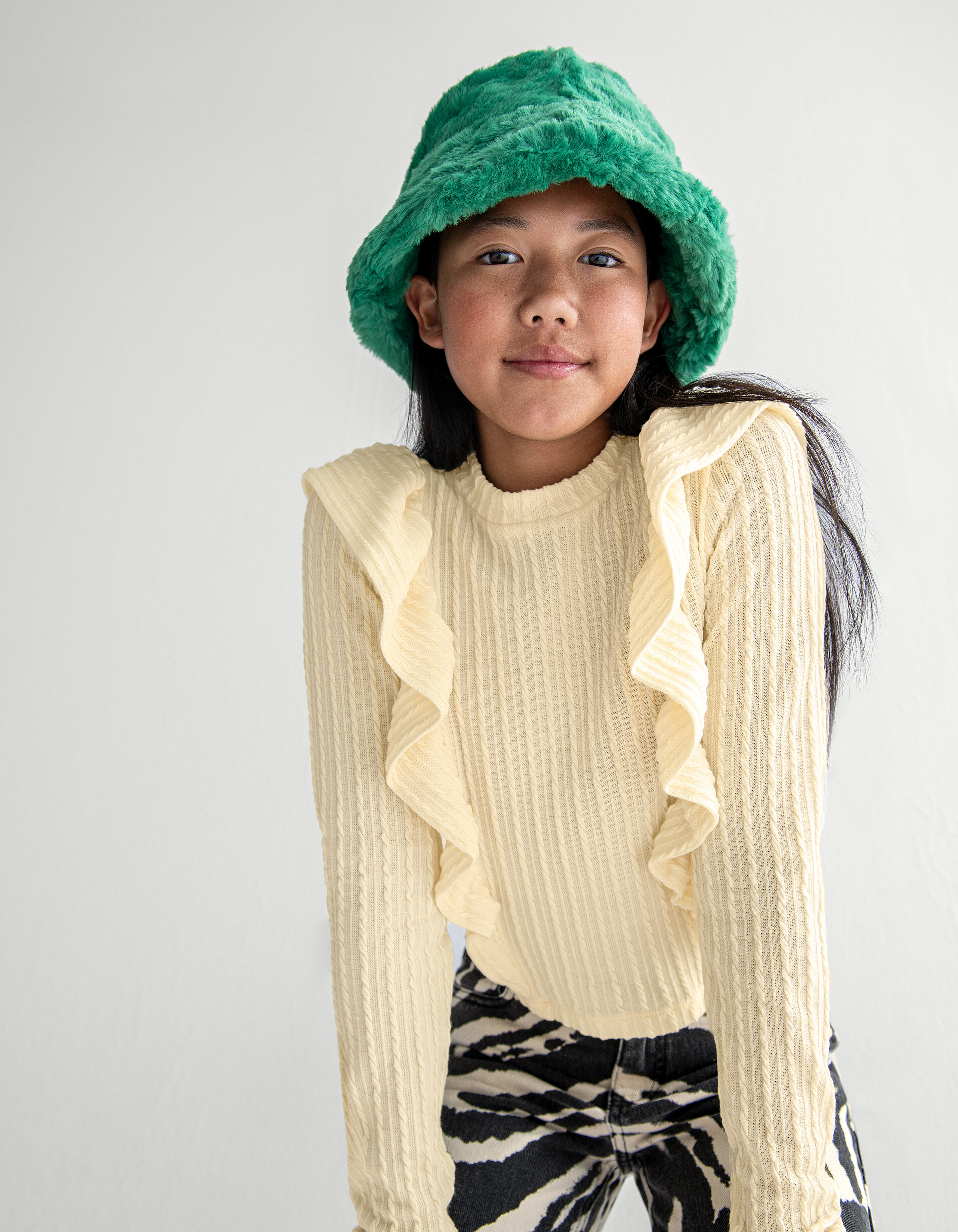 Kabel Ruffle Top Gebroken Wit SHOEBY GIRLS