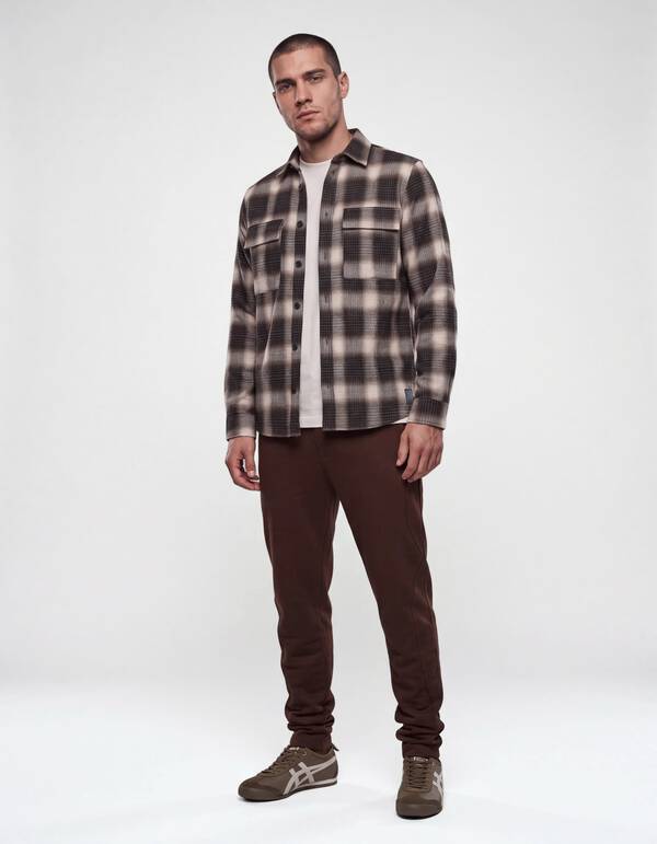 Relaxed Fit Ruiten Overhemd Donkerbruin SHOEBY MEN