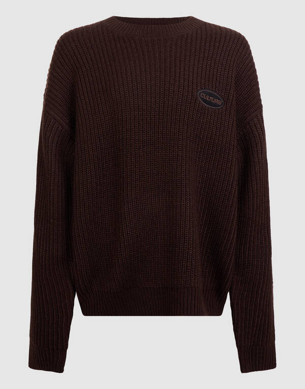 Relaxed Embroidery Gebreide Trui Donkerbruin SHOEBY BOYS
