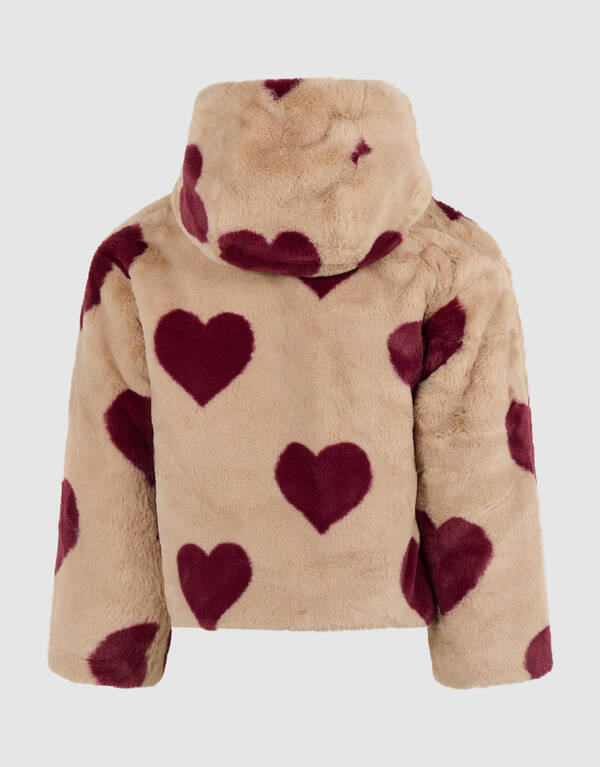 Heart Printed Winterjas Beige SHOEBY GIRLS