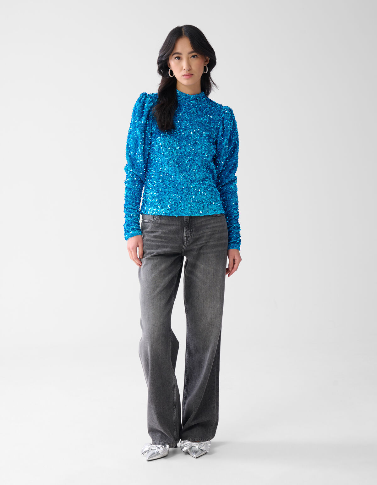 Velvet Pailletten Top Blauw SHOEBY WOMEN