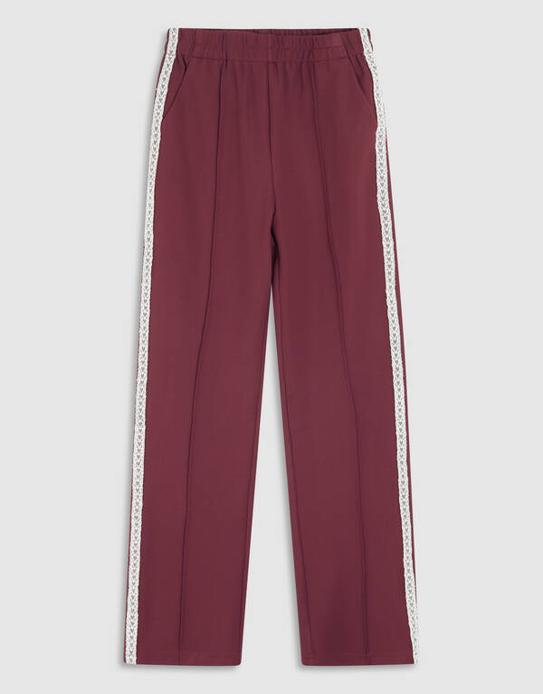 Sporty Wide Leg Broek Donkerrood SHOEBY GIRLS