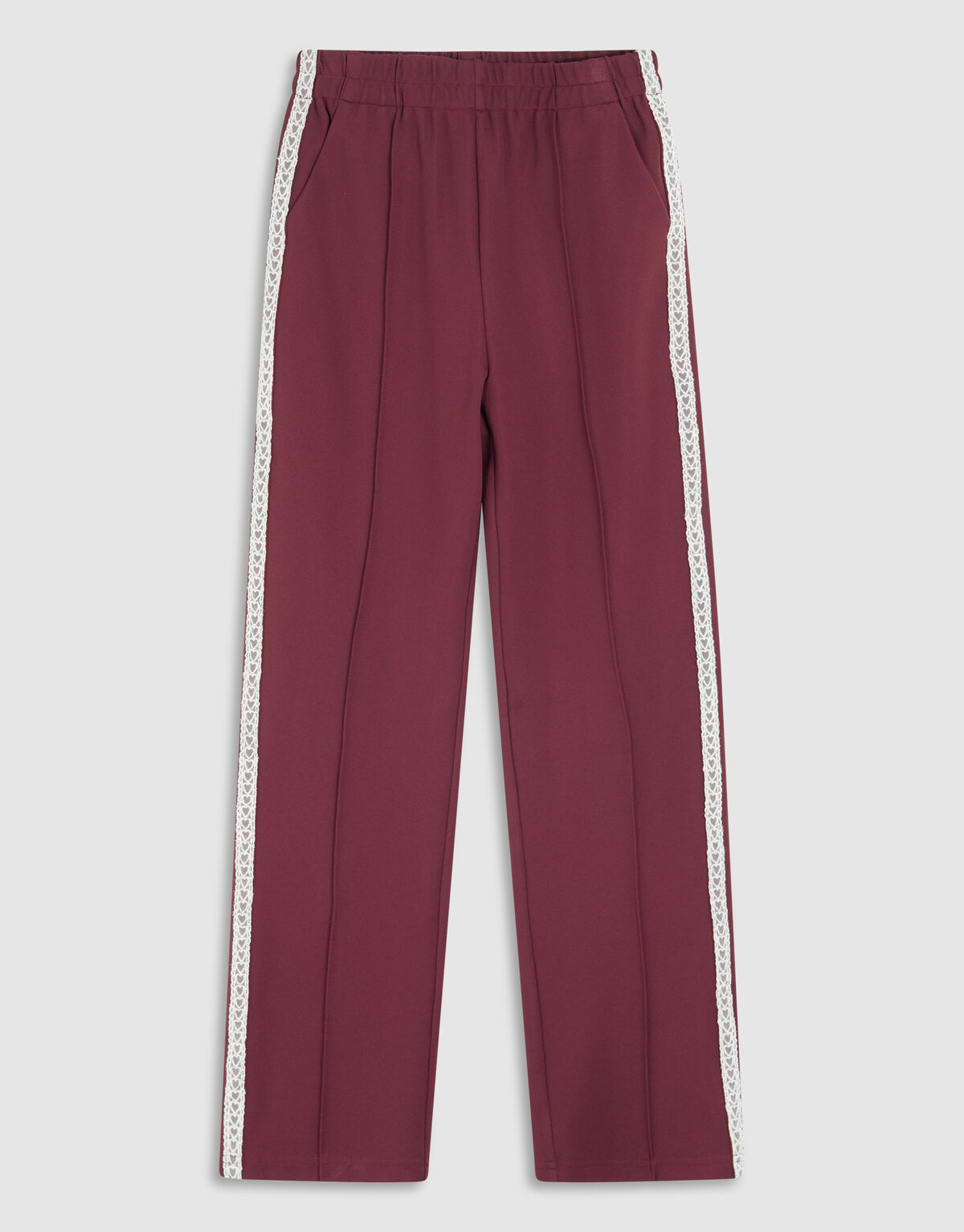 Sporty Wide Leg Broek Donkerrood SHOEBY GIRLS