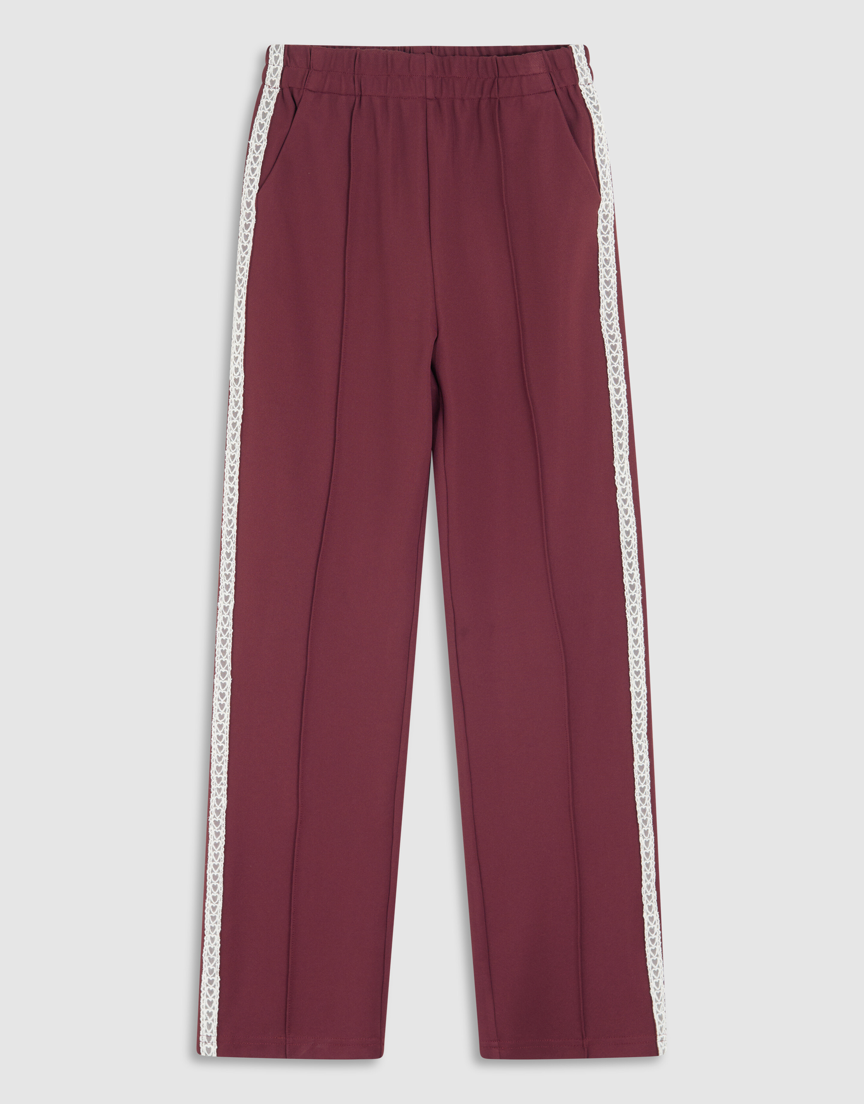 Sporty Wide Leg Broek Donkerrood SHOEBY GIRLS