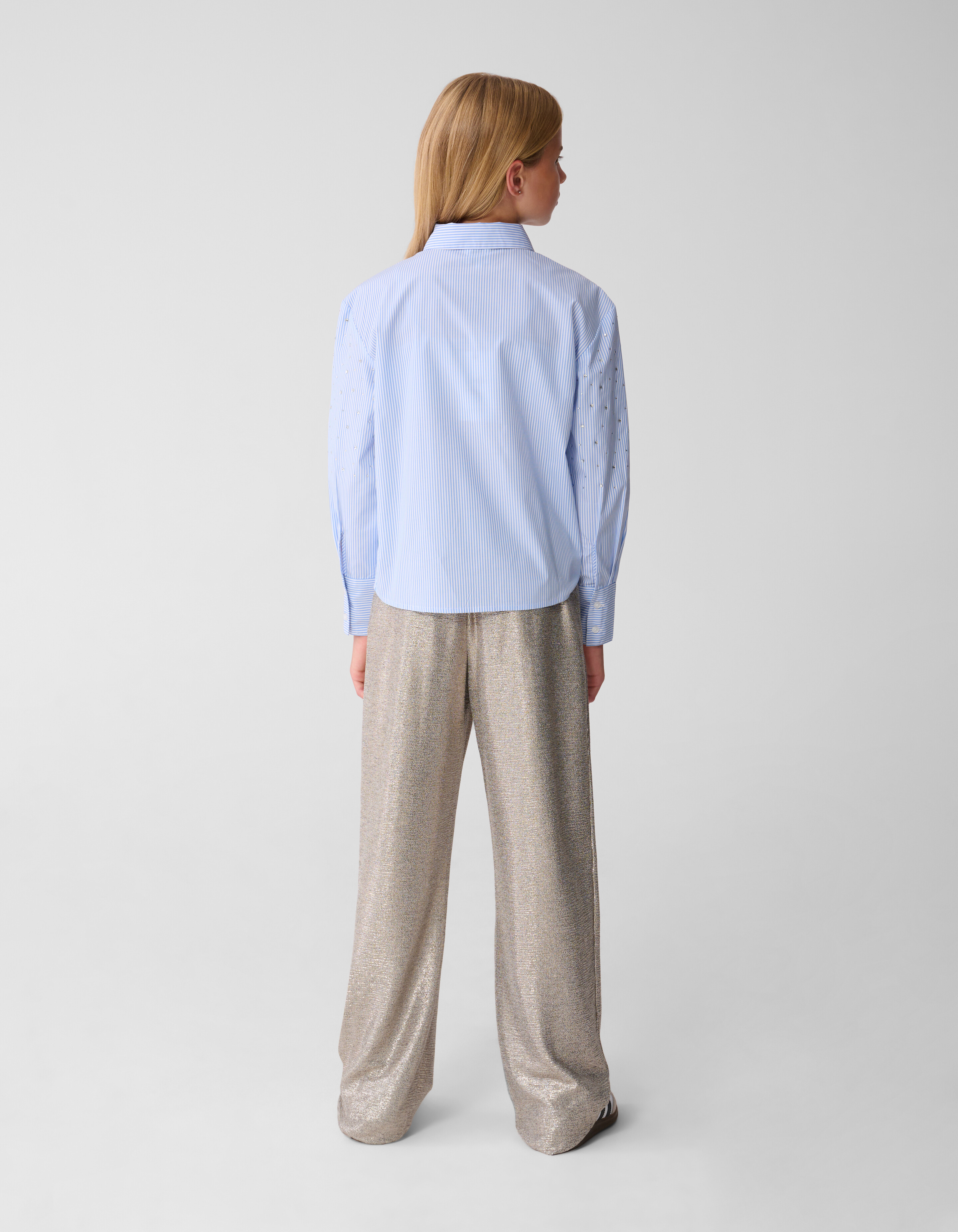 Metallic Wide Leg Broek Zilver SHOEBY GIRLS
