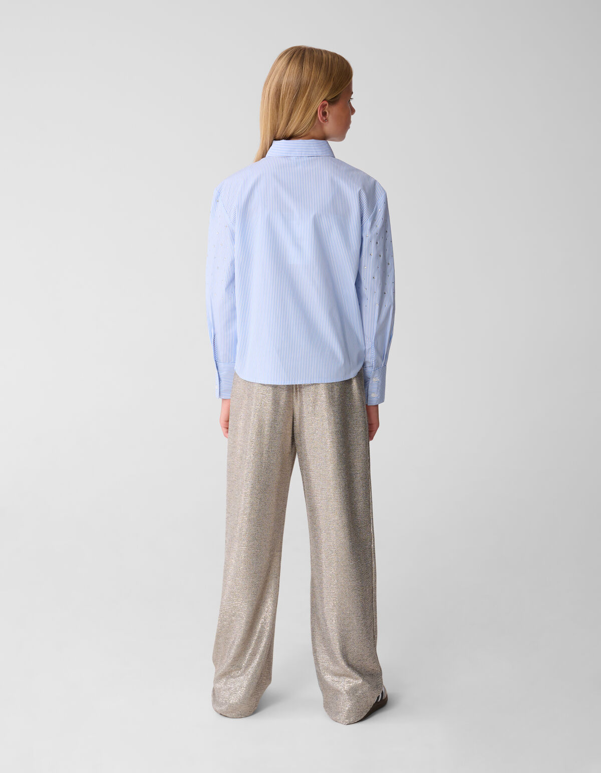 Metallic Wide Leg Broek Zilver SHOEBY GIRLS