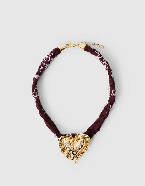 Bandana Puffed Heart Ketting Bruin SHOEBY ACCESSOIRES