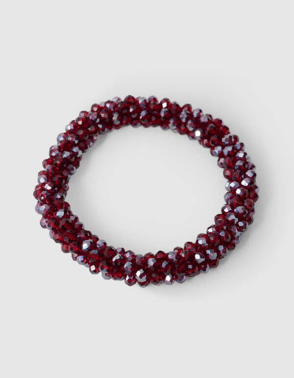 Beaded Haarelastiek Donkerrood SHOEBY ACCESSOIRES