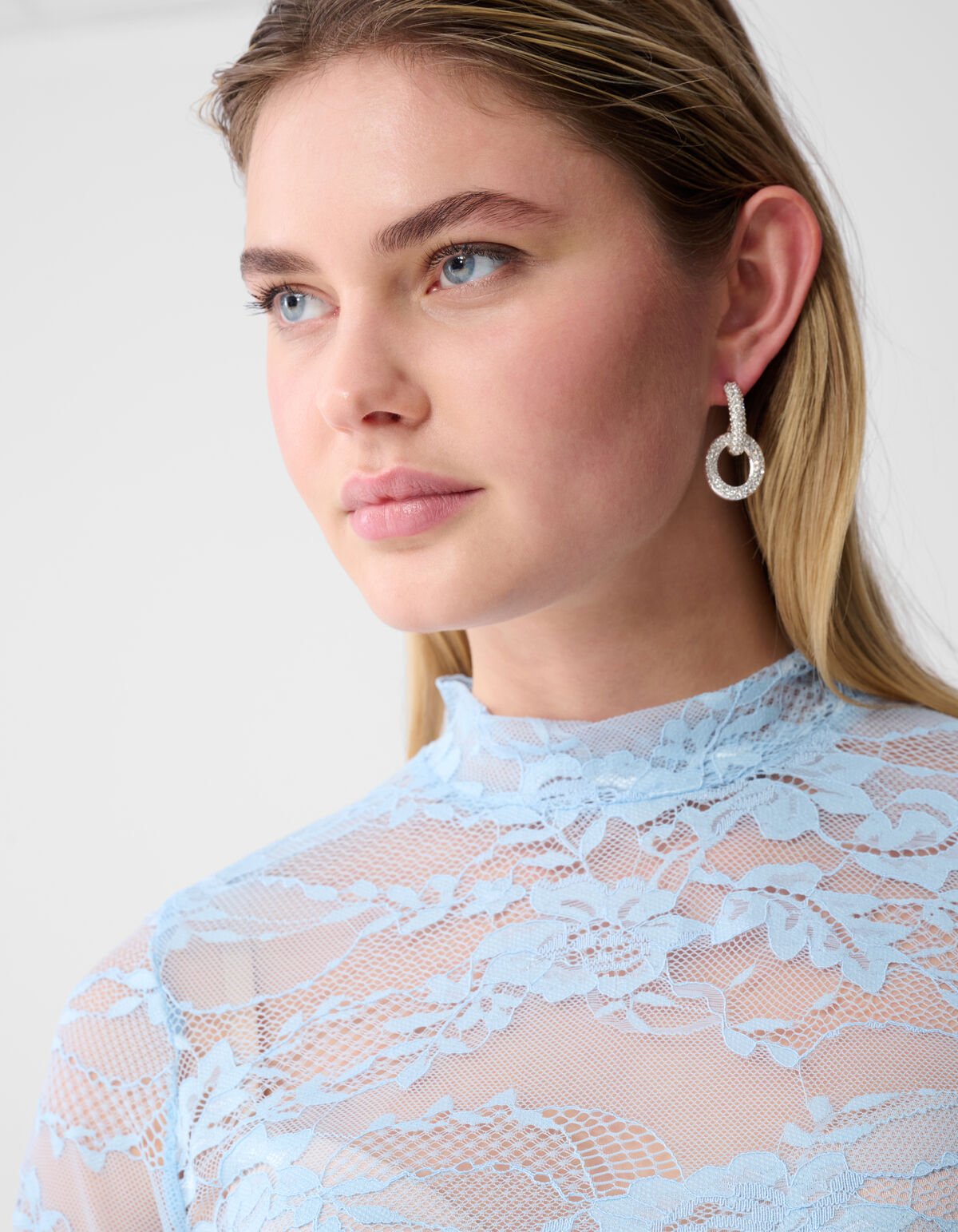 Flower Kanten Top Lichtblauw SHOEBY WOMEN