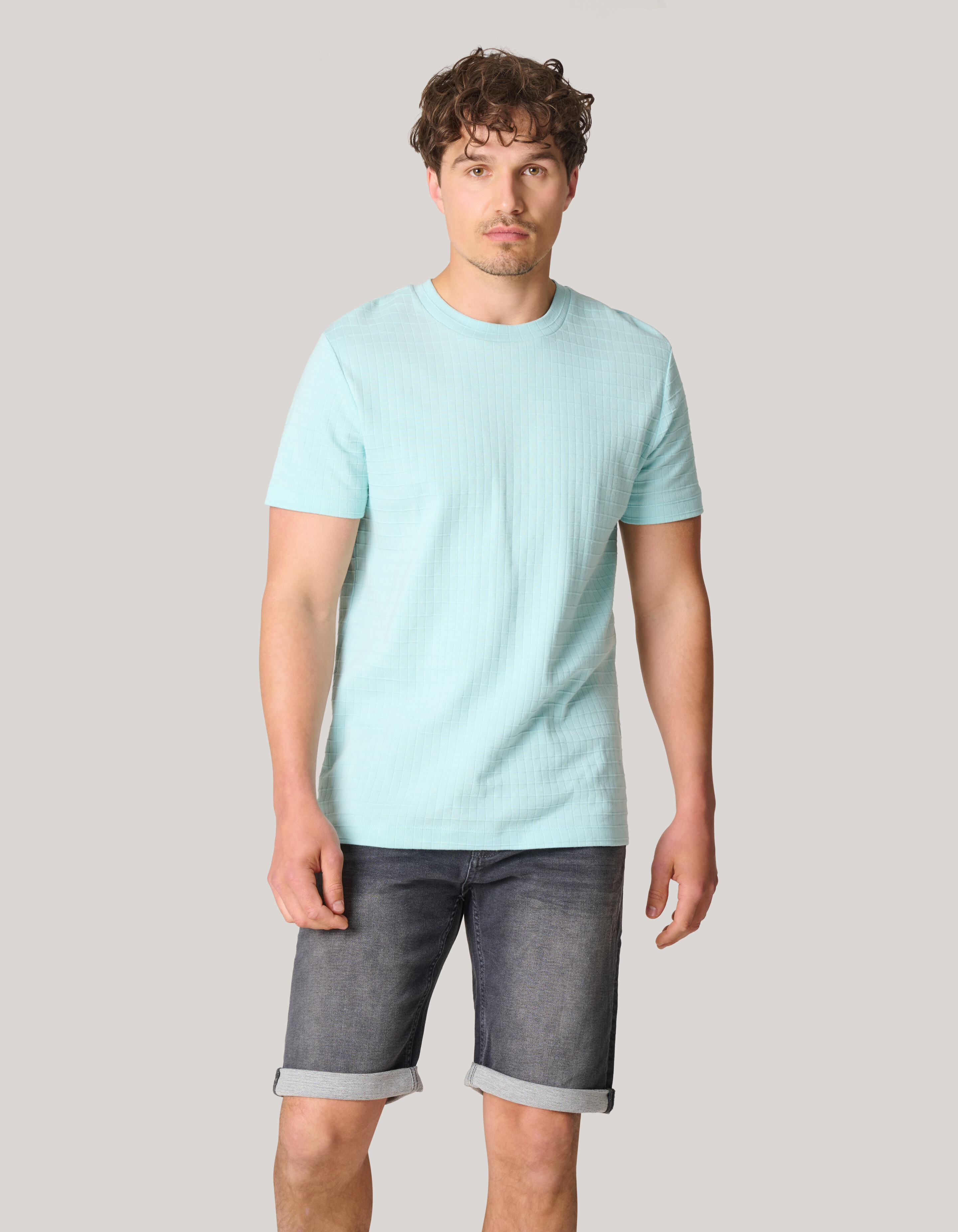 Structuur T-shirt Lichtblauw SHOEBY MEN