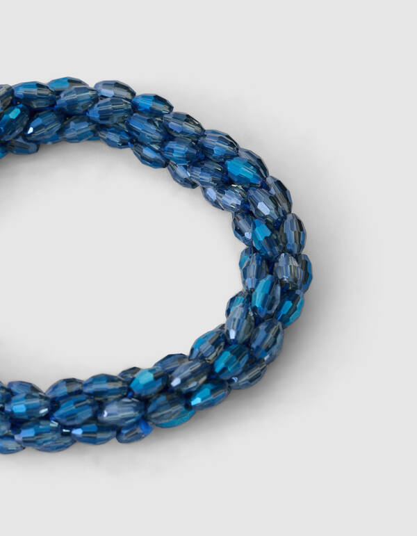 Beaded Haarelastiek Donkerblauw SHOEBY ACCESSOIRES