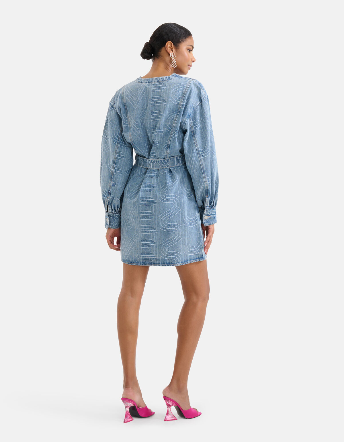 Jacquard Denim Jurk Mediumstone SHOEBY WOMEN