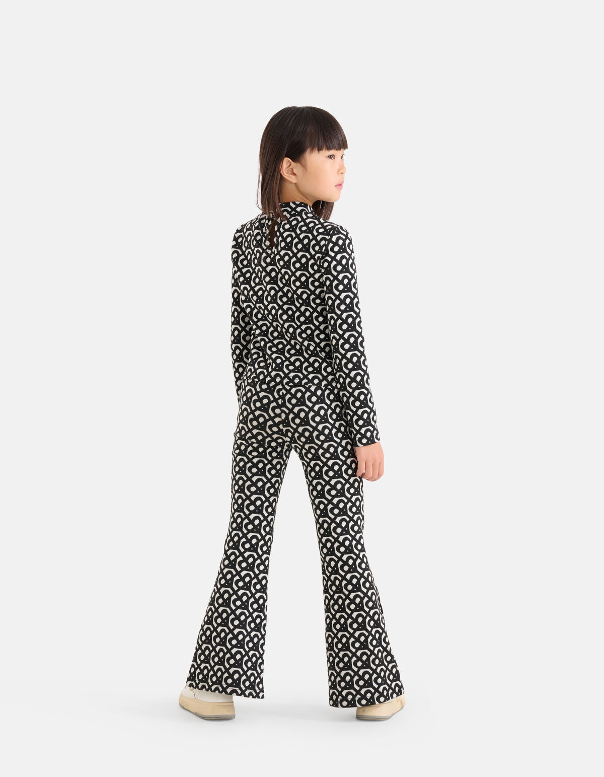 Monogram Flared Broek Zwart SHOEBY GIRLS