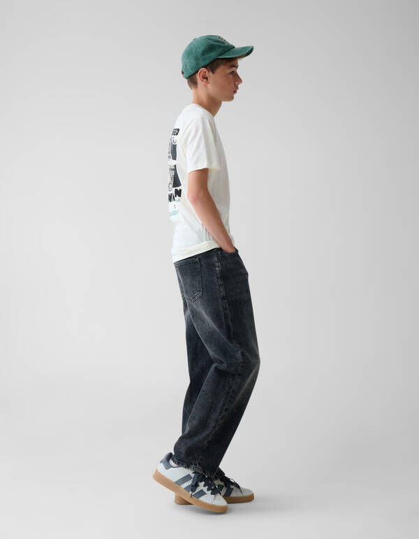 Baggy Fit Jeans Donkergrijs SHOEBY BOYS