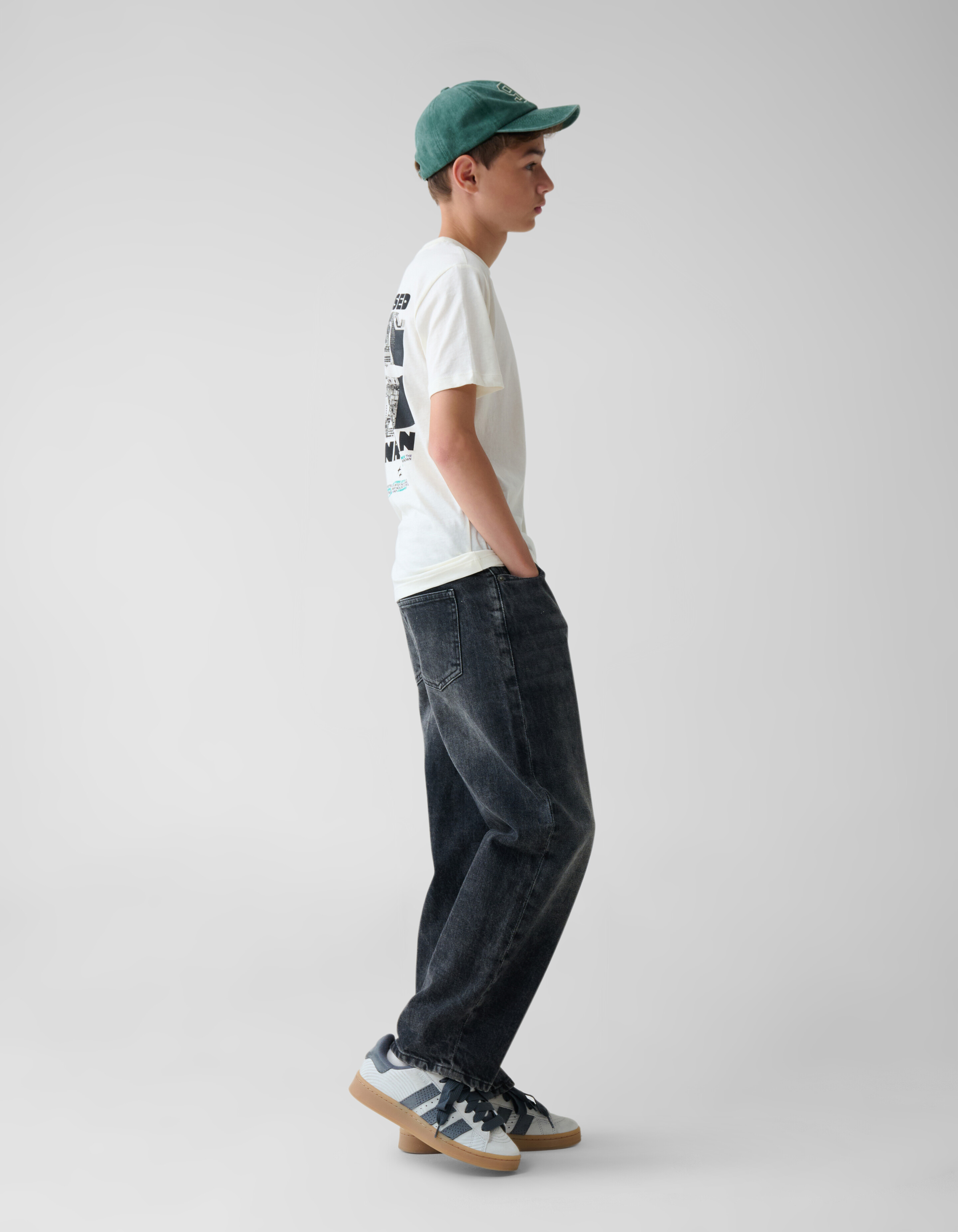 Baggy Fit Jeans Donkergrijs SHOEBY BOYS