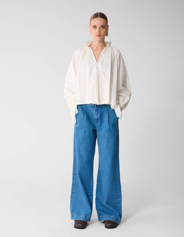 Pleated Wide Leg Fit Jeans Mediumstone SHOEBY WOMEN