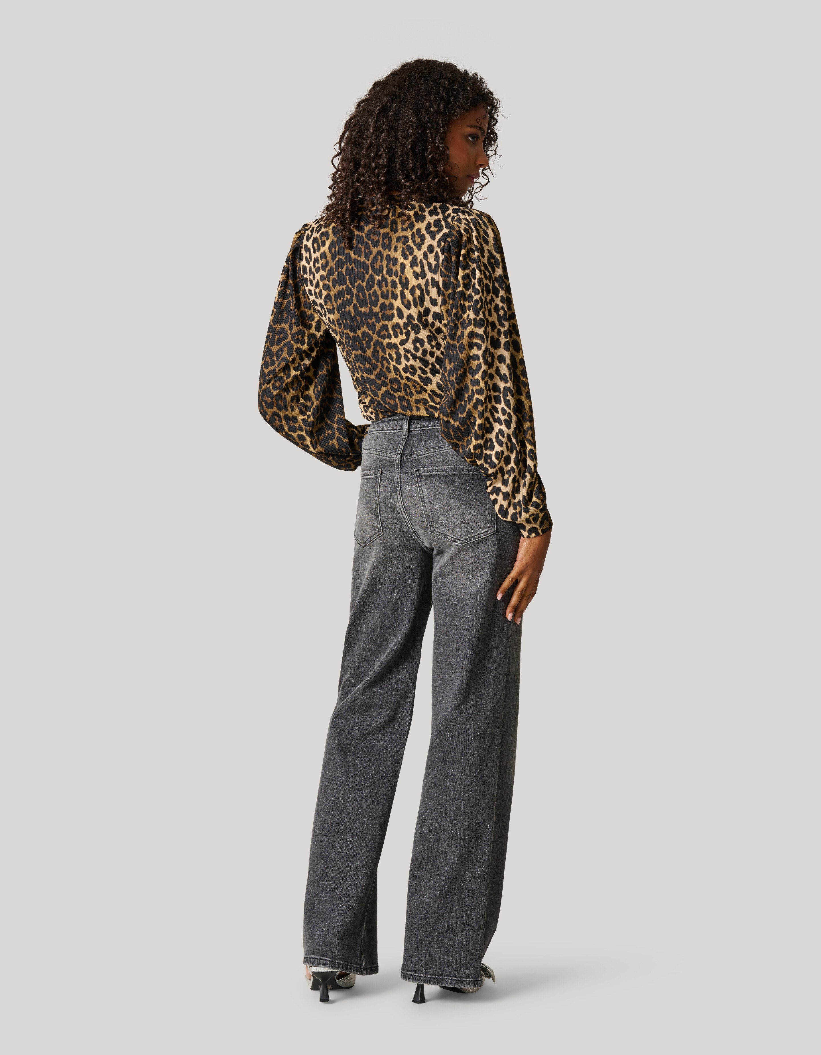 Rib Jersey Leopard Top Bruin SHOEBY WOMEN