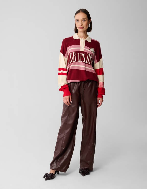 Oversized Rugby Knit Trui Roze SHOEBY WOMEN