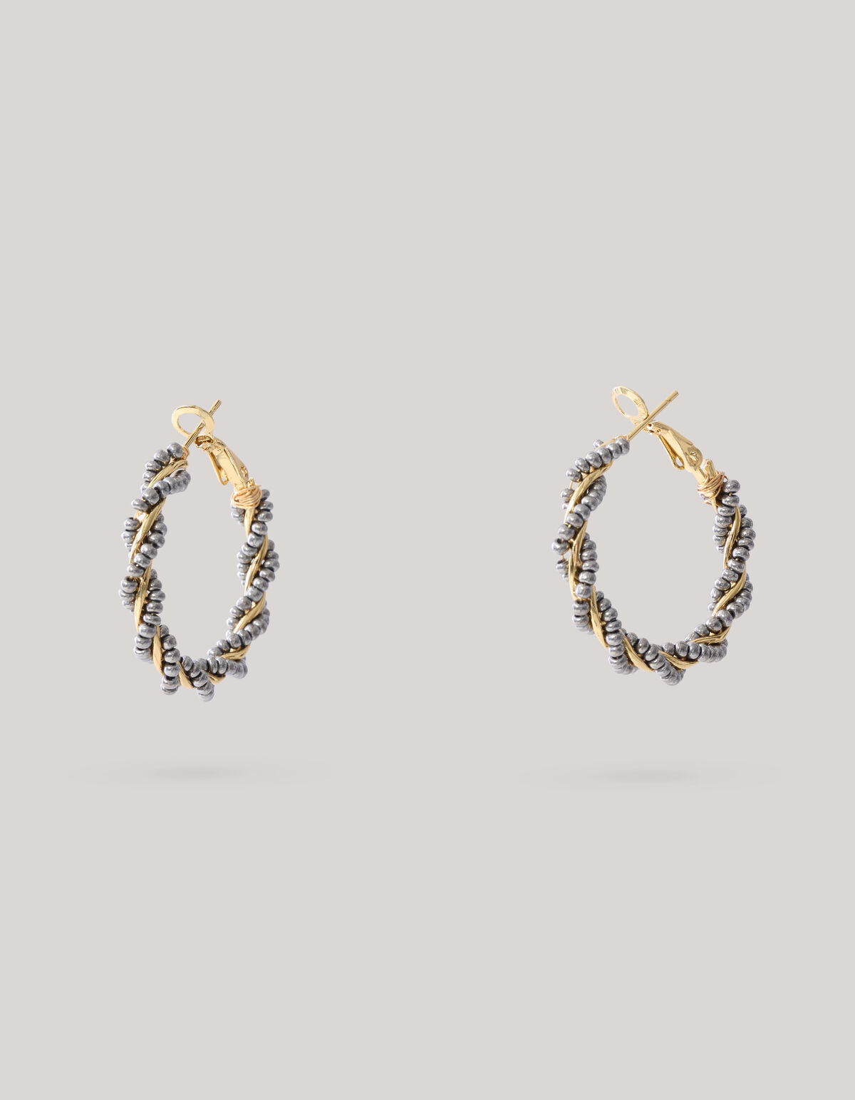 Twisted Beaded Hoop Oorbellen Zilver SHOEBY ACCESSOIRES