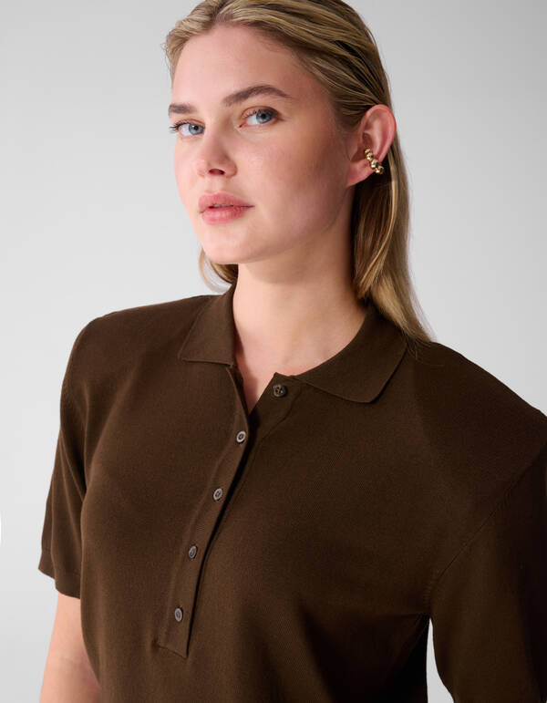 Shortsleeve Gebreide Polo Bruin SHOEBY WOMEN