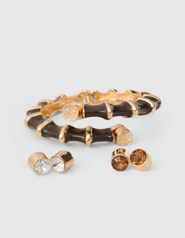 Twisted Strass Bangle Donkerbruin SHOEBY ACCESSOIRES