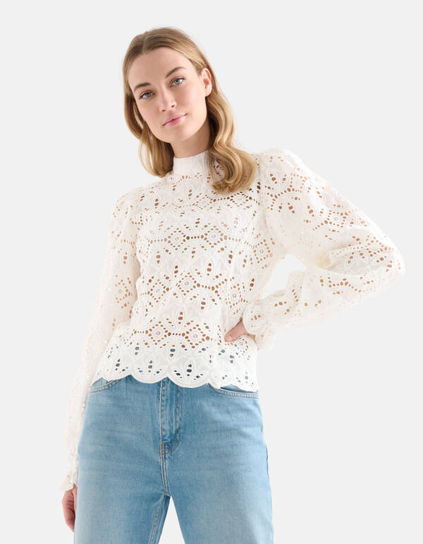 Embroidery Top Gebroken Wit SHOEBY WOMEN