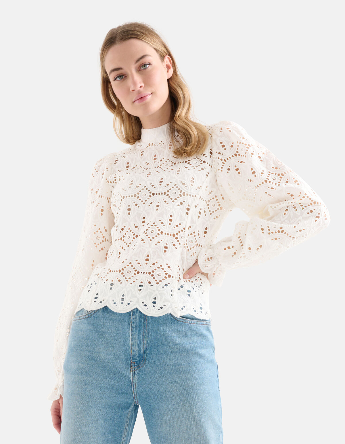 Embroidery Top Gebroken Wit SHOEBY WOMEN