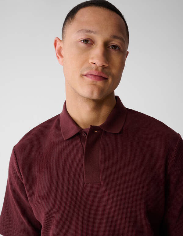 Waffle Polo Donkerrood SHOEBY MEN