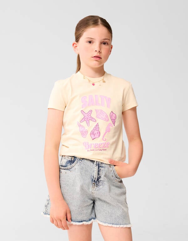 Sea Artwork T-shirt Gebroken Wit SHOEBY GIRLS
