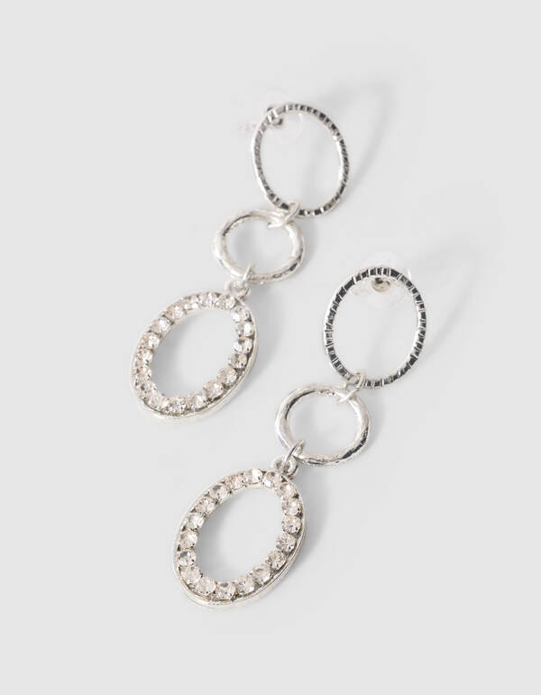 Strass Oval Oorbellen Zilver SHOEBY ACCESSOIRES