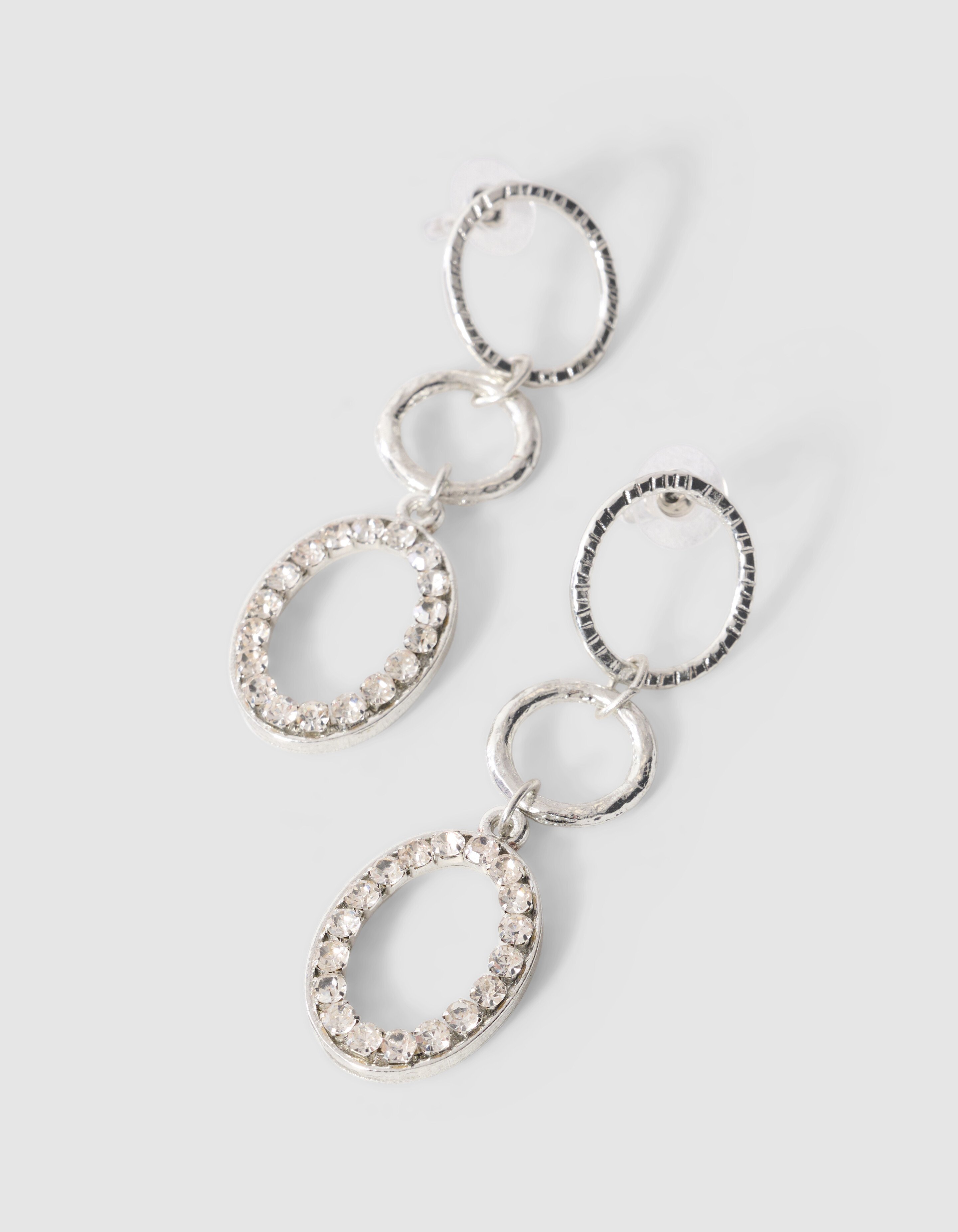 Strass Oval Oorbellen Zilver SHOEBY ACCESSOIRES